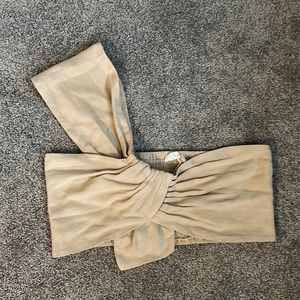 One Shoulder Linen Crop Top